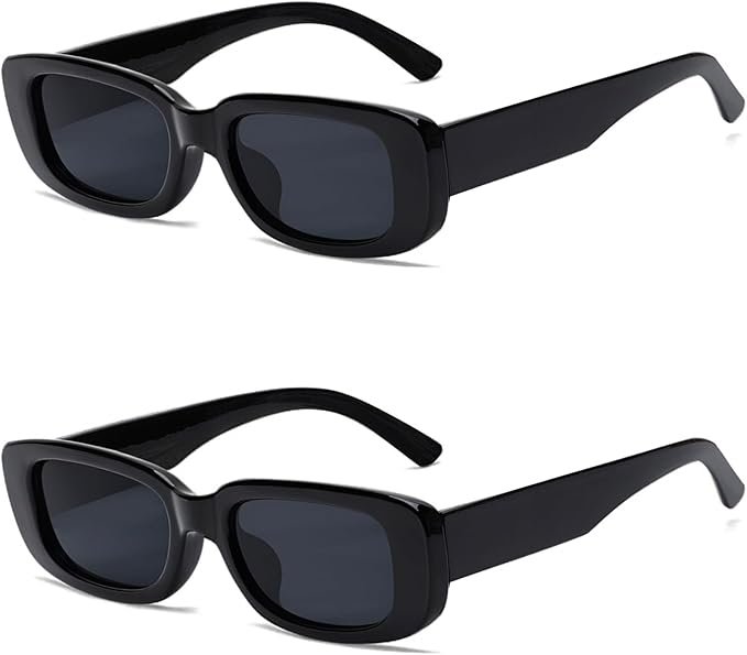 Tskestvy 2 Pack Square Rectangle Sunglasses 