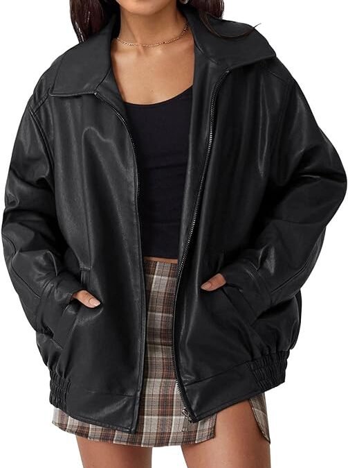 Trendy Queen Women’s Leather Jackets Oversized Faux