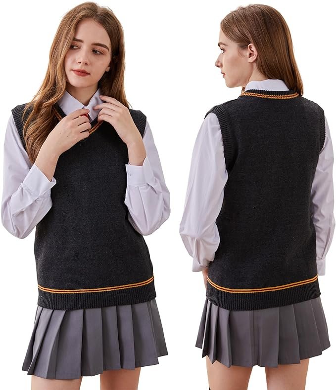 Sweater Vest Knit V-Neck Sleeveless Pullover Halloween Cosplay