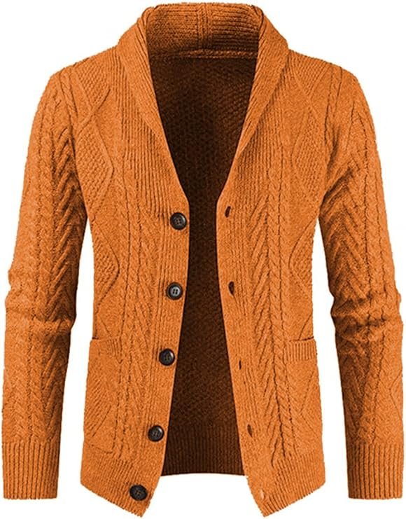 JMIERR Men’s Casual Long Sleeve Shawl Collar Buttons Down