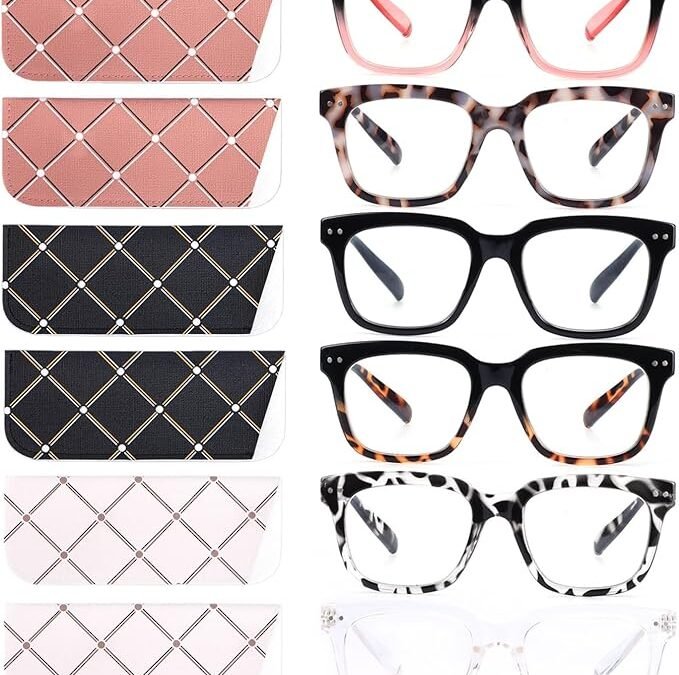 6 Pack Fashion Reading Glasses for Women and Men
