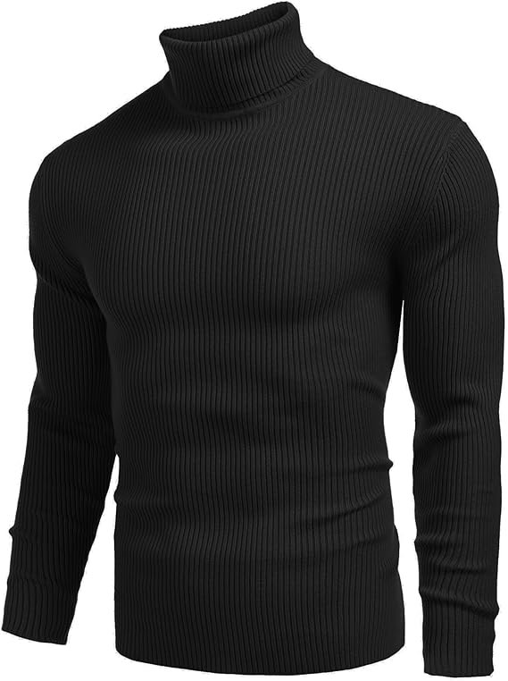 COOFANDY Men’s Ribbed Slim Fit Knitted Pullover Casual Turtleneck Sweater