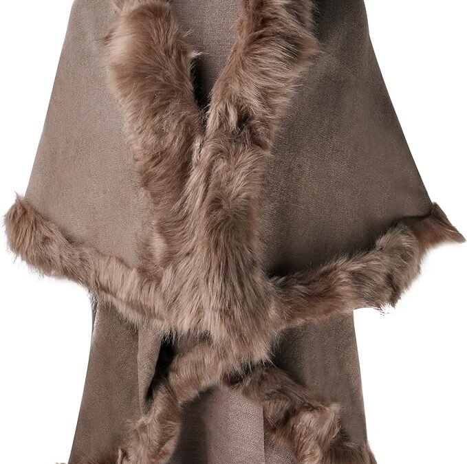ZLYC Women Fine Knit Open Front Faux Fur Cardigan Sweaters
