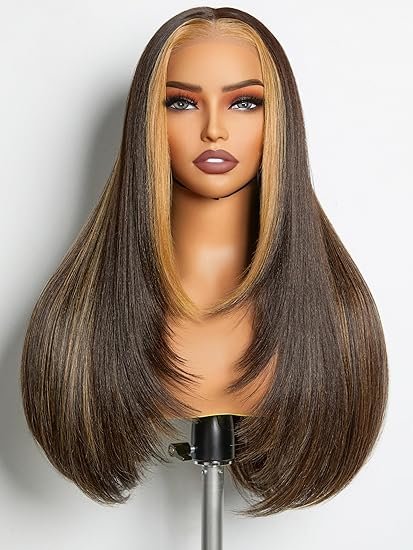 GORGIUS Dark Brown with Blonde Highlight Lace Wig